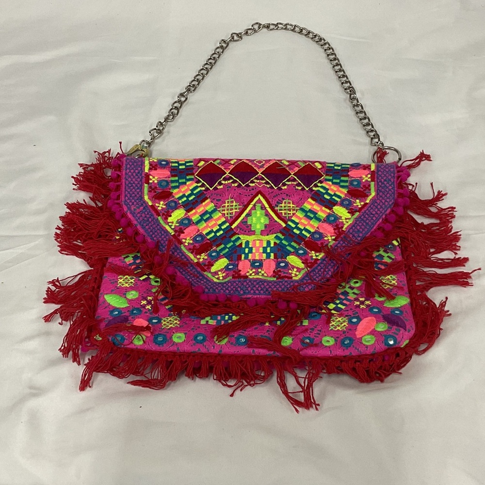 Giacomo Cinque Vibrant Multicolor Fringe Women's Bag